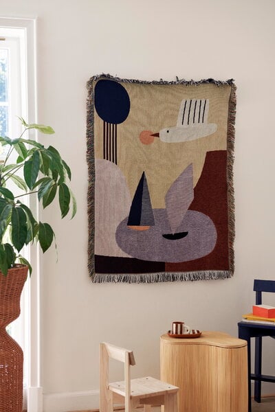 Kids' blankets, Bird tapestry blanket, 80 x 110 cm, multicolour, Beige