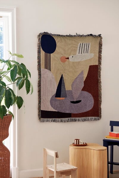 Barnfiltar, Bird filt med bildvävnad, 80 x 110 cm, flerfärgad, Beige