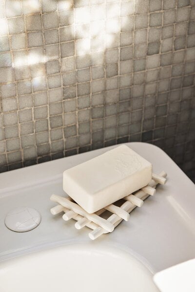 Bathroom accessories, Ceramic soap tray, off-white, White