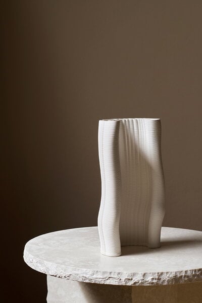 Vases, Moiré vase, off-white, White