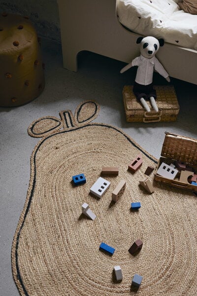 Kids' rugs, Pear braided jute rug, natural, Black