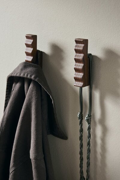 Wall hooks, Unda hooks, set of 2, dark brown, Brown