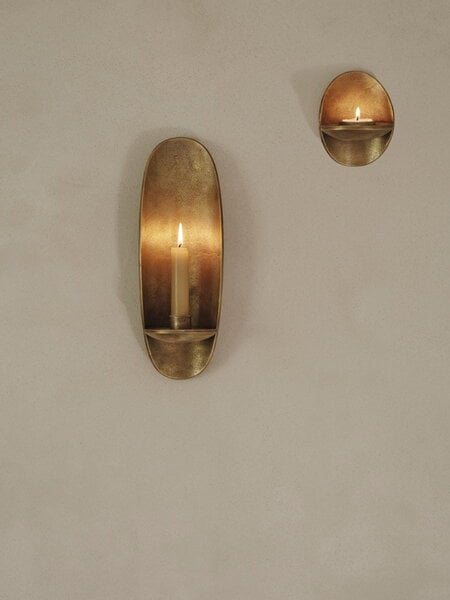 Candleholders, Agapé wall tealight holder, brass, Gold