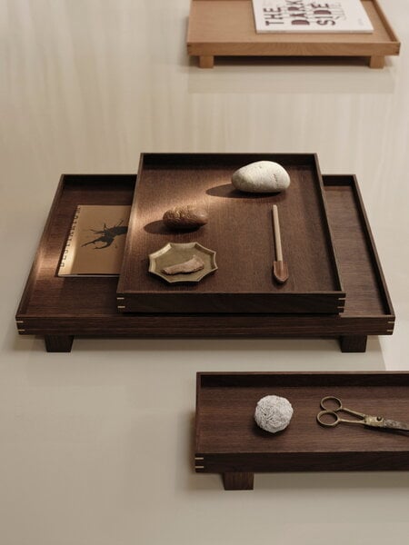 Trays, Bon wooden tray, XS, smoked oak, Brown