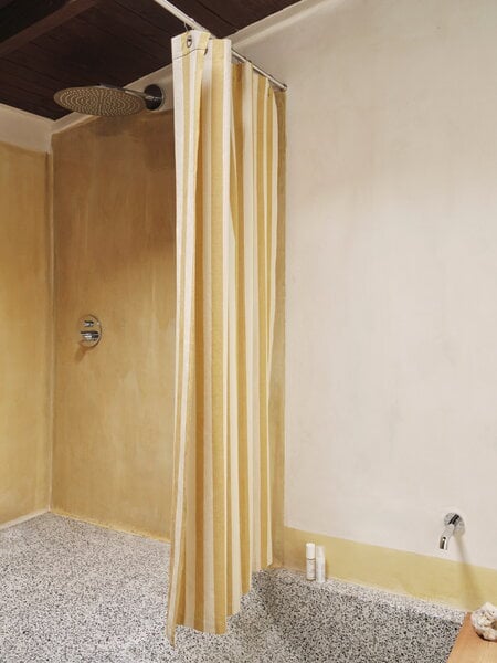 Shower curtains, Chambray shower curtain, warm yellow - parchment, Yellow