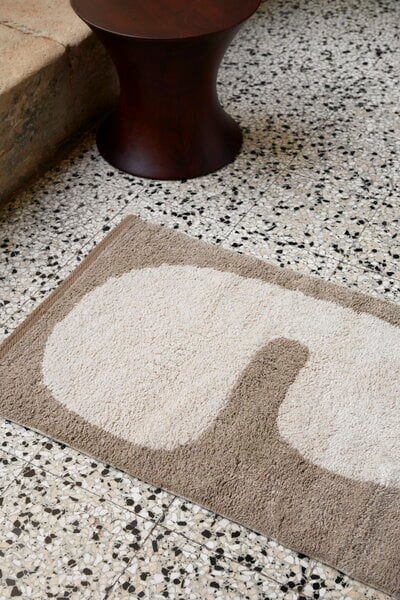 Bath rugs, Lay washable rug, dark taupe - off-white, White