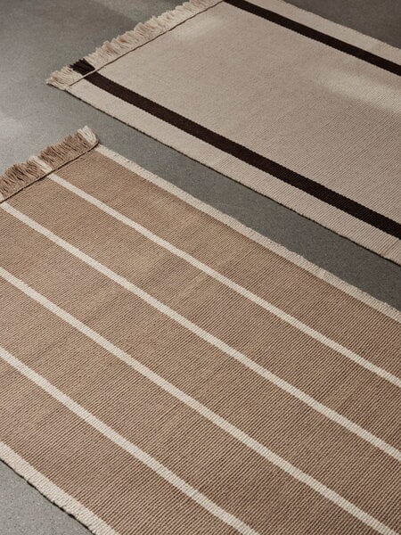 Wool rugs, Calm Kelim runner rug, 80 x 200 cm, dark sand - off-white, Beige