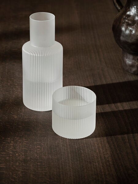 Carafes, Ripple carafe set, small, frosted, White