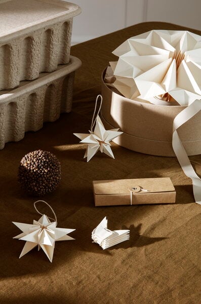 Holiday decorations, Amanda paper star ornament, set of 3, off-white, White