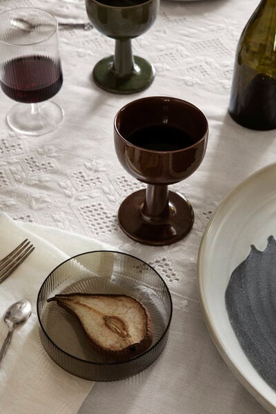 Bicchieri da vino, Bicchiere da vino in ceramica Floccula, terra, Marrone