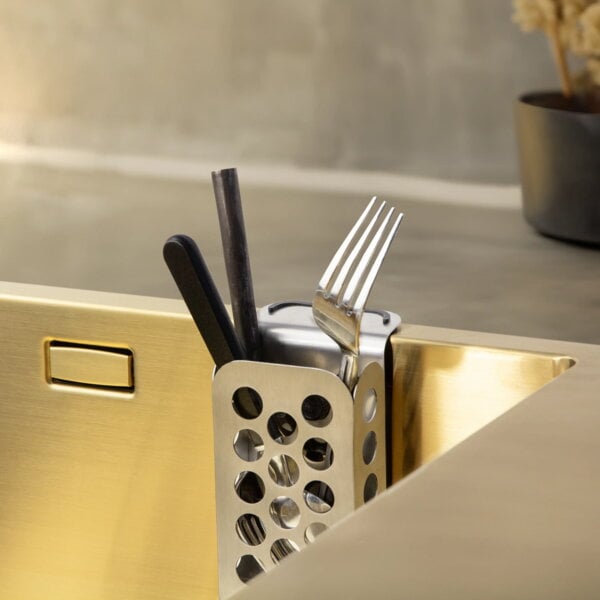 Kitchen utensils, Happy Sinks Cutlery Caddy, stainless steel, Silver