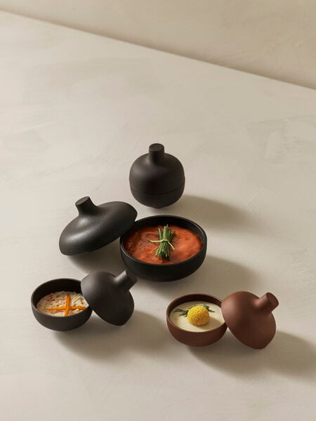 Bowls, Sand Secrets bowl with lid, small, black, Black