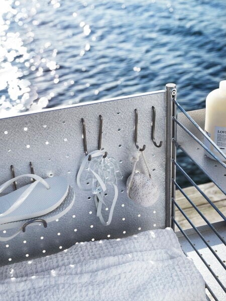 Shelving units, String Outdoor vertical double hooks, 2 pcs, stainless steel, Gray