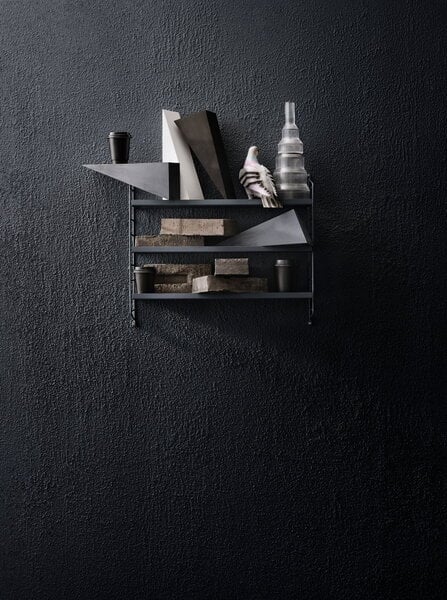 Wall shelves, String Pocket shelf, dark grey, Gray