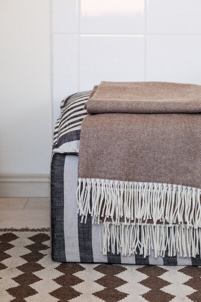 Blankets, Elli blanket, 130 x 180 cm, white - brown, Brown