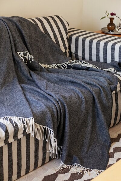 Blankets, Elli blanket, 130 x 180 cm, white - dark grey, Gray