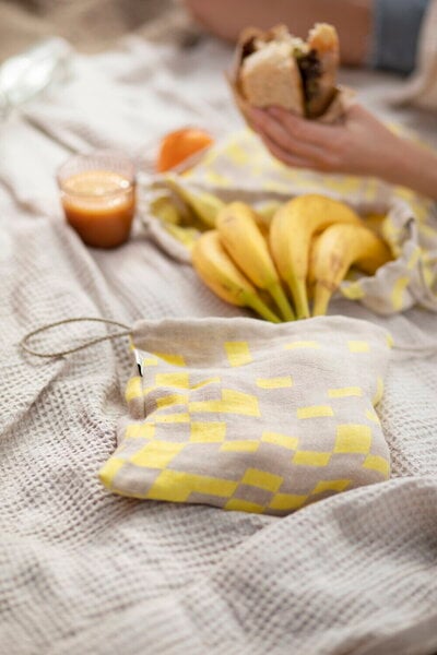 Toiletry & makeup bags, Koodi ribbon bag, yellow - linen, Natural