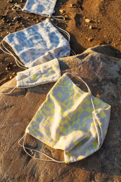 Väskor, Koodi väska med dragsnöre, regnblå - linne, Naturfärgad