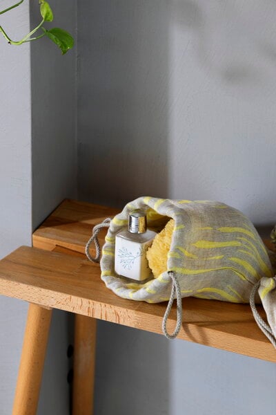 Toiletry & makeup bags, Osmankäämi ribbon bag, yellow - linen, Natural
