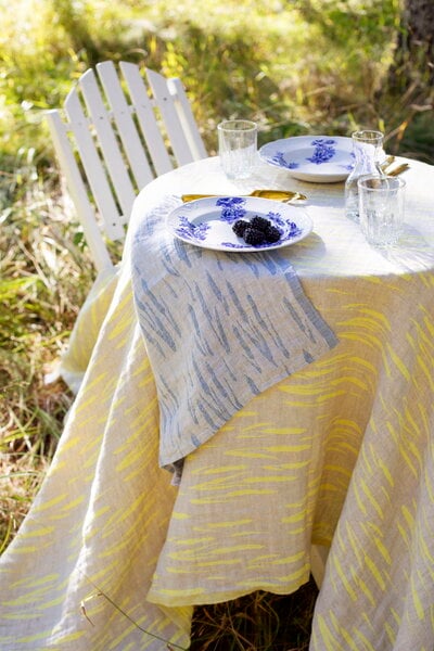 Serviettes de table, Serviette Osmankäämi, lin - bleu, Blanc