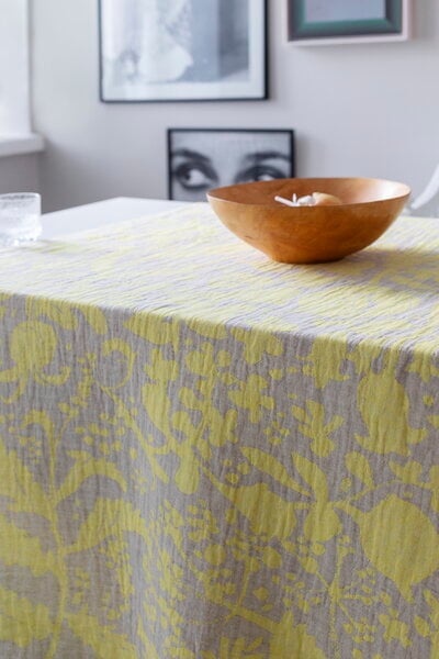 Nappes, Nappe/plaid Villiyrtit, 150 x 200 cm, jaune - lin, Jaune