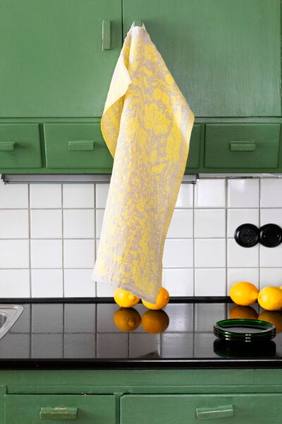 Hand towels, Villiyrtit hand towel, yellow - linen, Yellow