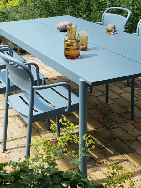 Tavoli da patio, Tavolo Linear Steel, 200 x 75 cm, blu pallido, Celeste