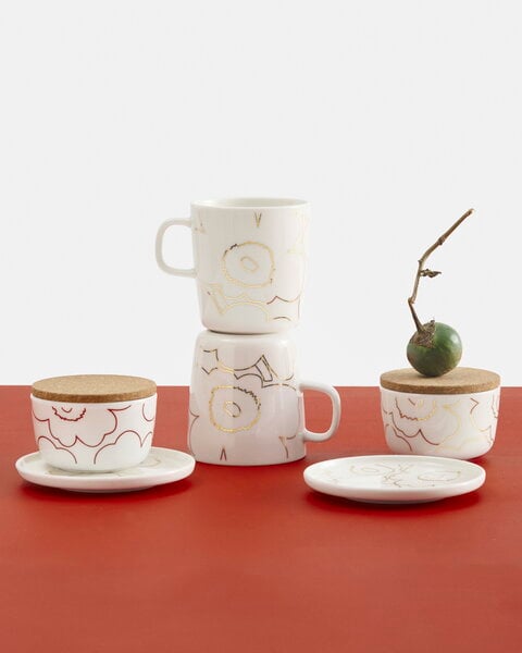 Cups & mugs, Oiva - Piirto Unikko mug, 4 dl, white - gold, White