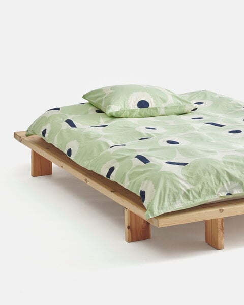 Duvet covers, Unikko duvet cover, 150 x 210 cm, off-white - sage - dark blue, Green