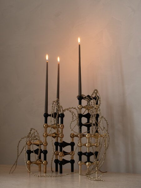 Candleholders, STOFF Nagel candleholder, matt black, Black