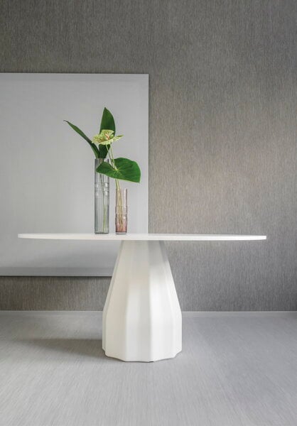 Tavoli da pranzo, Tavolo Burin, 120 cm, bianco - laminato bianco