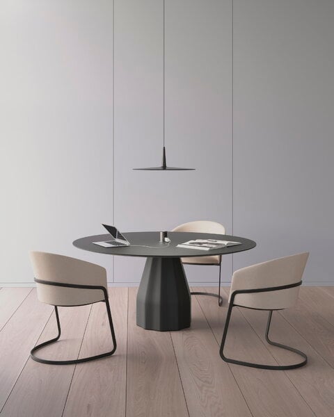 Tables de salle à manger, Table Burin, 150 cm, noir - stratifié noir, Noir