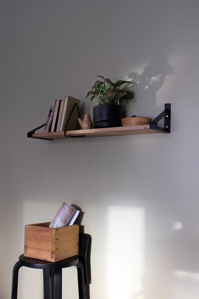 Wall shelves, Classic wall shelf, 80 x 30 cm, black - brown, Black