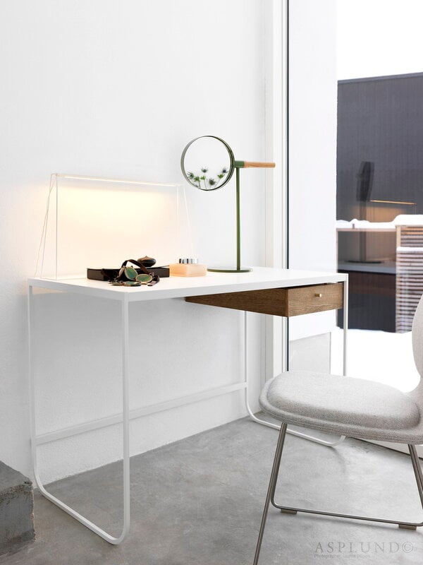 Office desks & dividers, Tati desk, storm grey - white stained oak, White