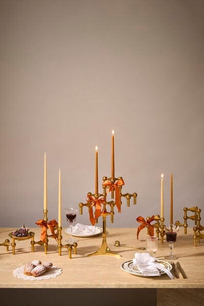 Kerzenhalter, Kerzenständer STOFF Nagel, 3er-Set, Messing, Gold