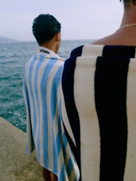 Teli da doccia, Telo mare, 100 x 180 cm, isle blue stripes, Blu