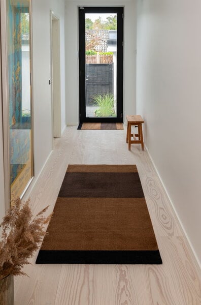 Altri tappeti, Tappeto Stripes Horizontal, 60x90cm, cognac - marrone s. - nero, Nero