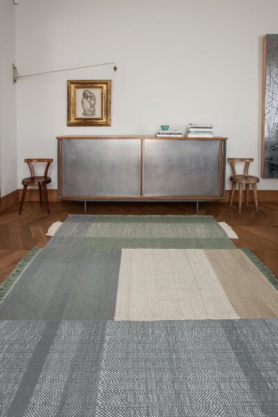 Wool rugs, Tres rug, salvia, Gray