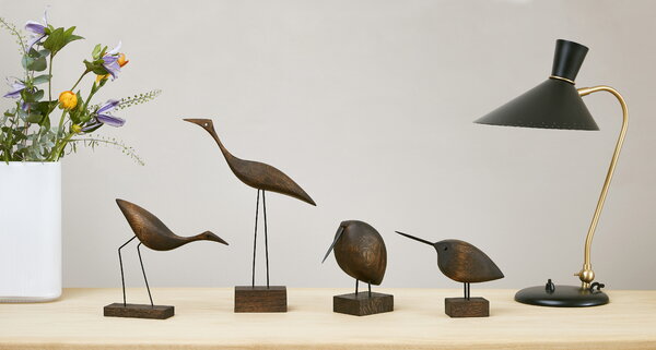 Warm Nordic Beak Bird, Low Heron, smoked oak | Finnish Design Shop