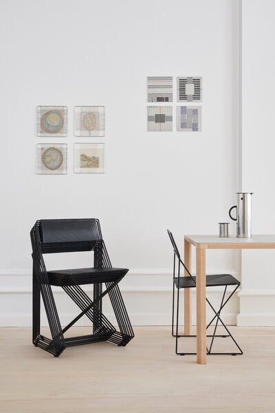 Dining chairs, X-Line chair, black, Black