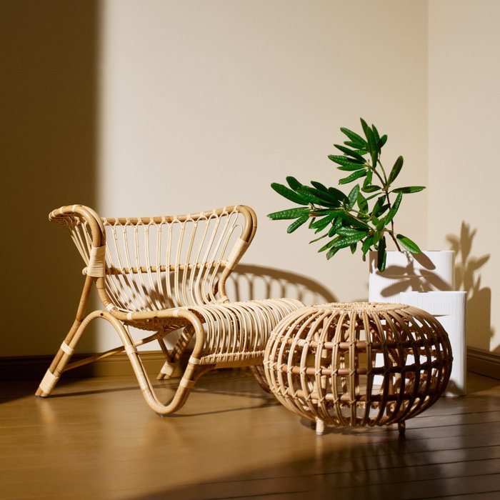 Muuto White Ceramic Sika-Design Natural Rattan Wood