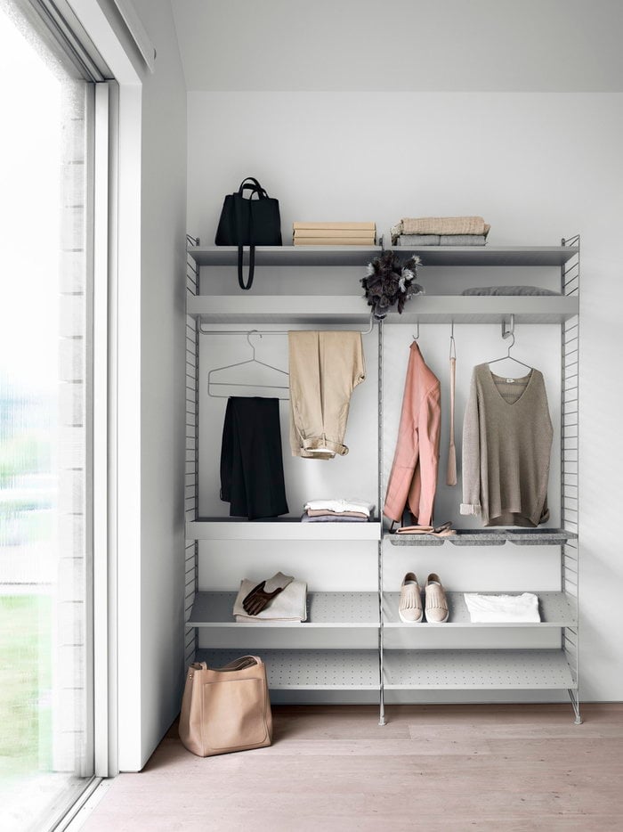 Säilytys Eteinen String Furniture Grigio Metallo Tessuto