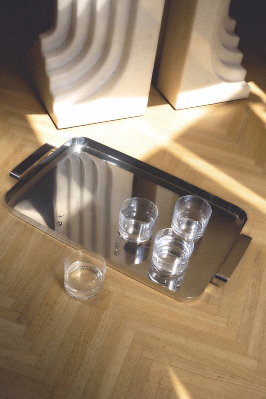 Alessi Tau tray with handles, stainless steel, decoration image