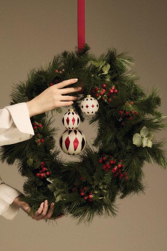 Alessi Boule de Noël Delight 5, 9 cm, blanc - rouge - doré, image décorative