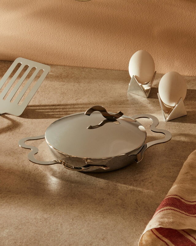 Alessi Roost double egg cup, aluminium, view 2