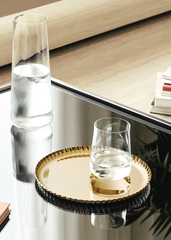 Alessi Pleats round tray,  23 cm, gold, decoration image