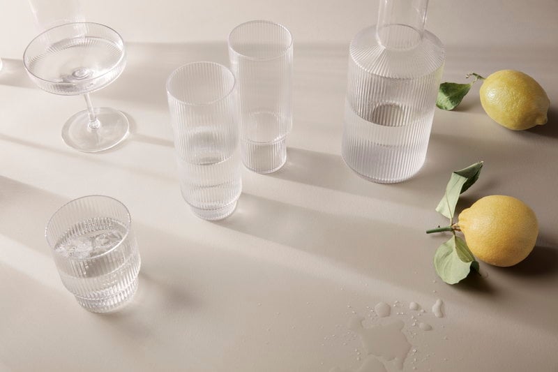 Ferm Living Ripple glasses, 4 pcs, clear | Finnish Design Shop