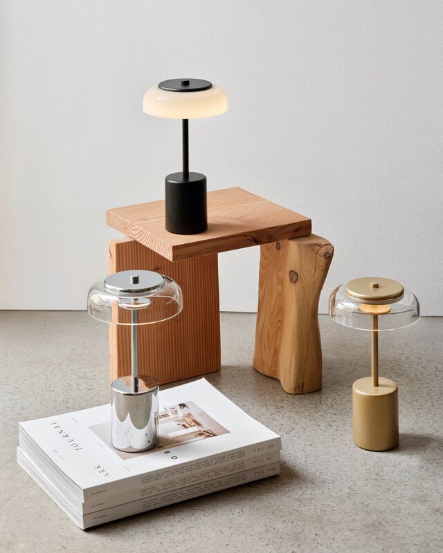 Nuura Blossi Mini portable table lamp, black - opal, decoration image