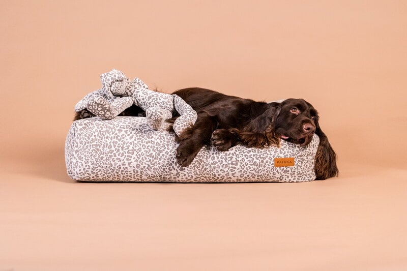 PAIKKA Bed Stone Leo dog bed, grey leopard, decoration image