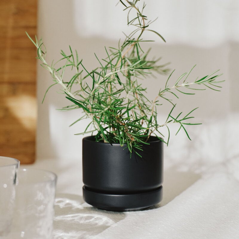Arabia Arabia maceta SN, 11 cm, negro mate, imagen de decoración